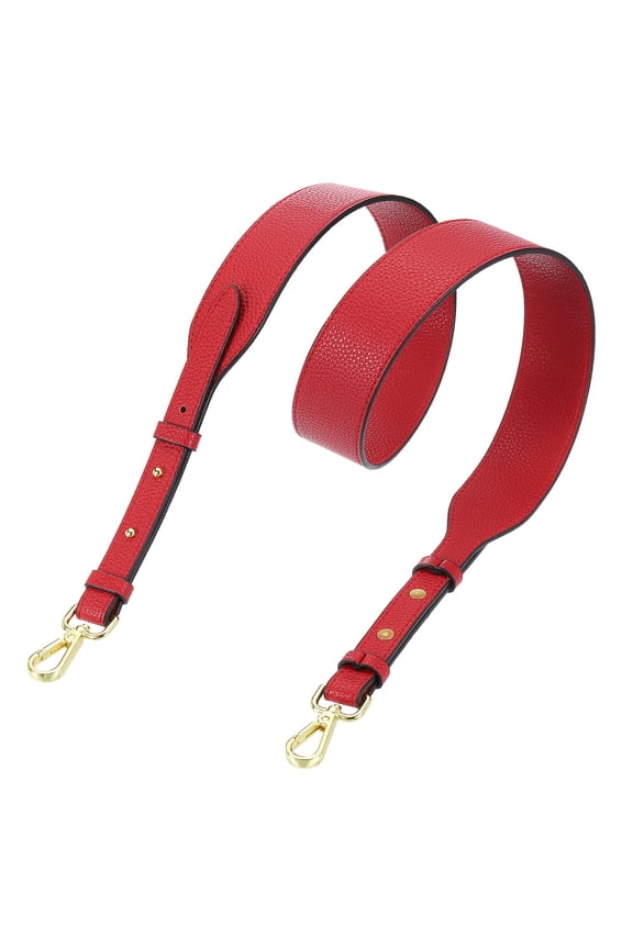 PU Leather Purse Strap, 41.7"-45.3" Adjustable Crossbody Replacement Straps 1.5" Width for Handbags, Shoulder Bag (Red, Gold Clasp)