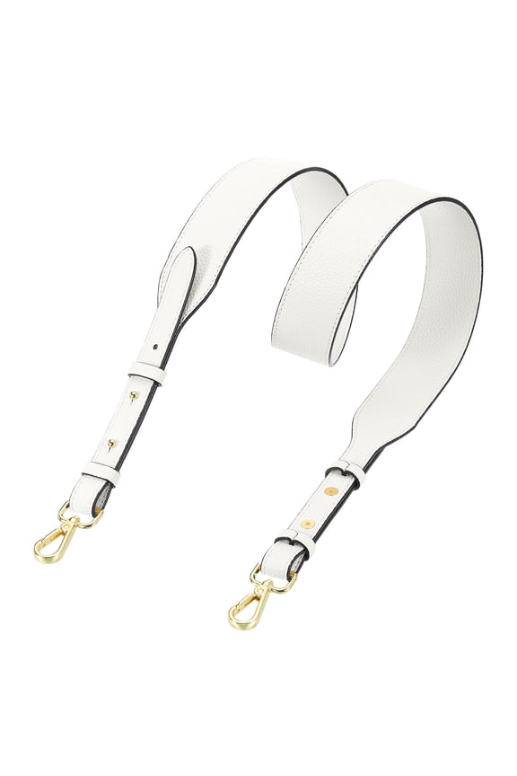 PU Leather Purse Strap, 41.7"-45.3" Adjustable Crossbody Replacement Straps 1.5" Width for Handbags, Shoulder Bag (White, Gold Clasp)