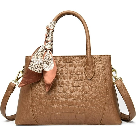 PU Leather Purses and Handbags for Women Classic Crocodile Print Work Satchel Stylish Tote Bag Commuter Shoulder Bags