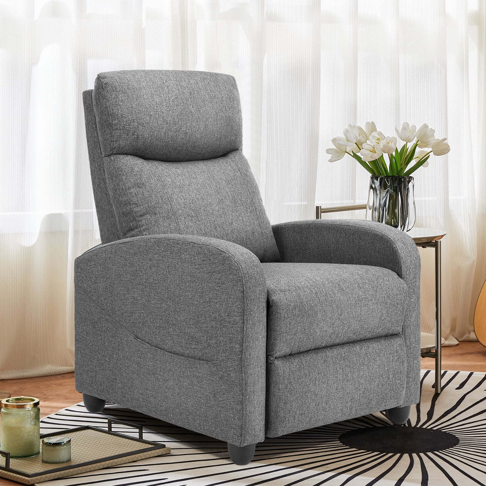 Adjustable PU Leather Recliner Chair with Hardwood Frame
