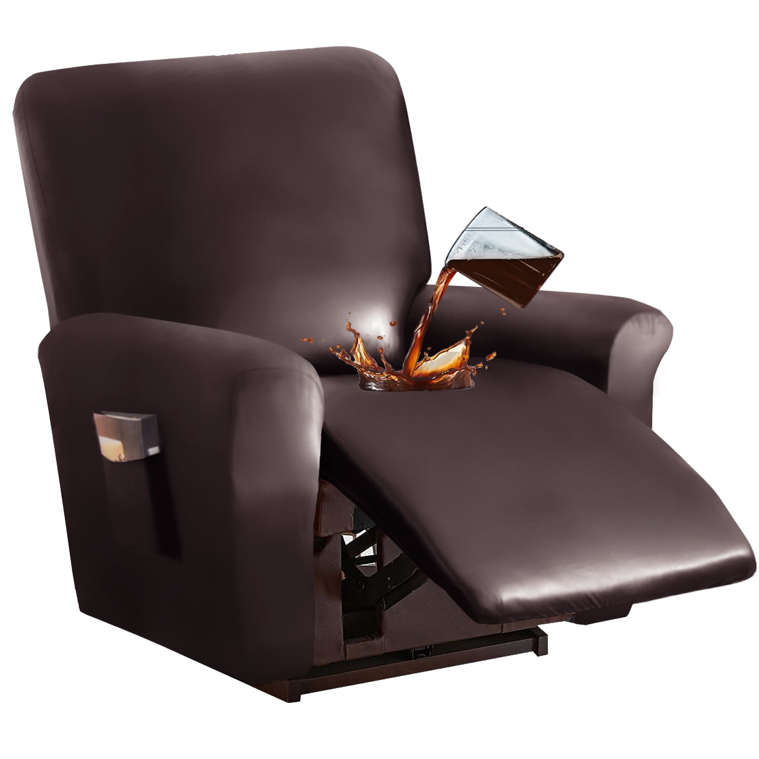 PU Leather Recliner Chair Cover 4Pieces Waterproof Stretch Reclining