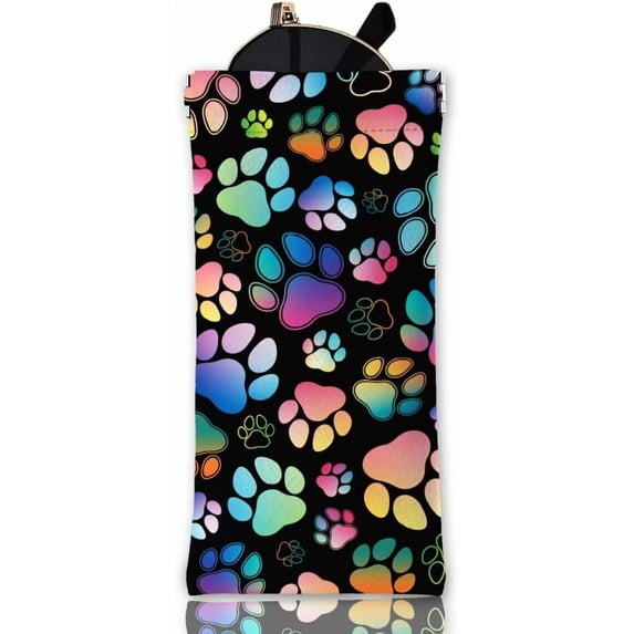 PU Leather Rectangle Eyeglass Cases Eyeglass Sunglasses Protector Pouch Paw Print 180x85mm