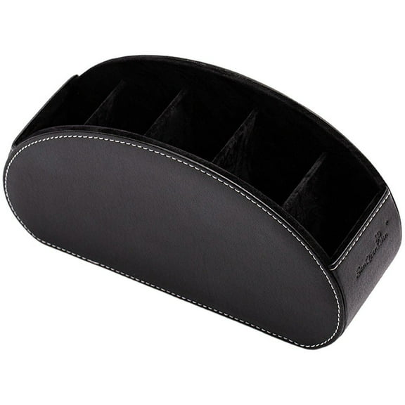 PU Leather Remote Control Caddy with 5 Compartments Desktop Storage Organizer Tray