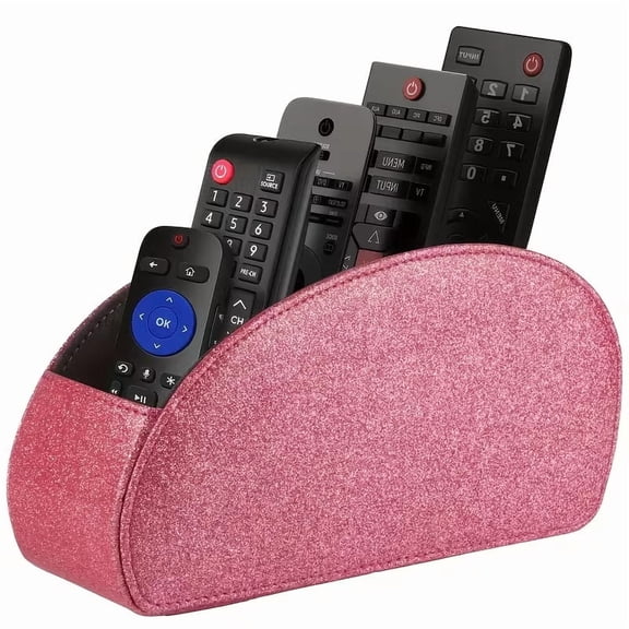 PU Leather Remote Control Holder Organizer with 5 Compartments for TV Remotes, Small Electronics, and Accessories - Sleek Desk and Coffee Table Caddy for Home and Office