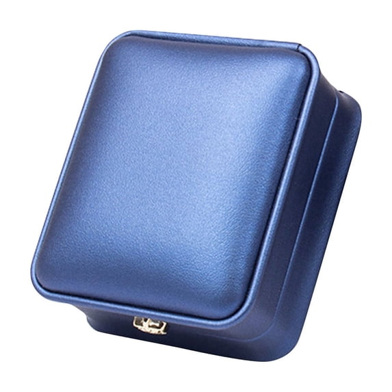 PU Leather Ring Box, Crown Shape Engagement Jewelry Case, Couple Proposal Gift Holder And Display, Ring Box For Wedding Ceremonies And Anniversary Keepsakes(Dark Blue)