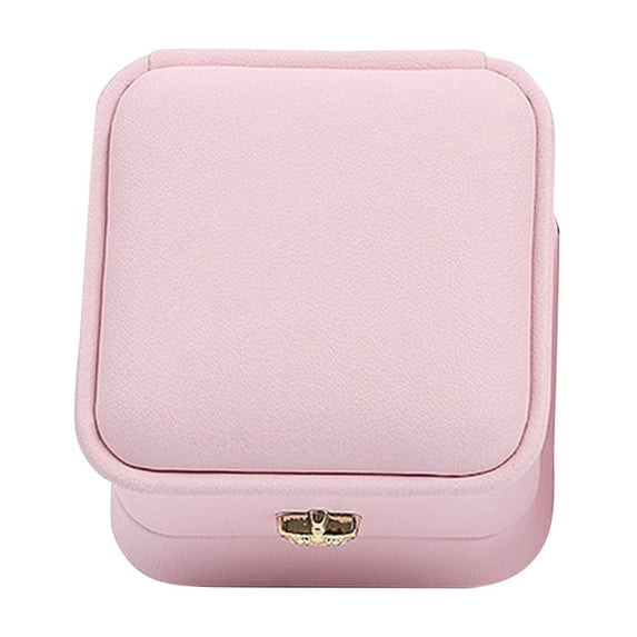 PU Leather Ring Box, Crown Shape Engagement Jewelry Case, Couple Proposal Gift Holder And Display, Ring Box For Wedding Ceremonies And Anniversary Keepsakes(Pink)