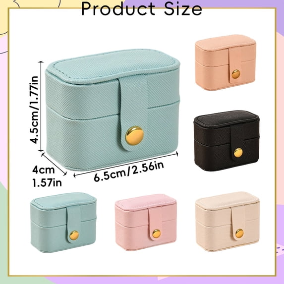 PU Leather Ring & Earring Box, Engagement Ring Box, Ring Box for Proposal, Compact Mini Jewelry Organizer Case, Portable Leather Ring Pillow Box, Travel Jewelry Storage Case,2.56×1.57×1.77 in,Pink
