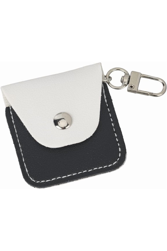 PU Leather Ring Holder Keychain Portable Jewelry Pouch Travel Black White Leather Ring Storage Bag Wedding Keeper Case Organizer with Metal Clasp