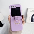 thumbnail image 1 of PU Leather Ring Holder Kickstand Case for Samsung Galaxy Z Flip 5 4 3 5G Z Flip3 /Flip4 /Flip5 Matte Retro Luxury Shockproof Vintage Phone Cases Cover (Purple,for Samsung Z Flip 5), 1 of 9