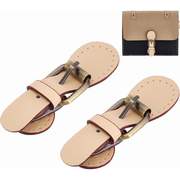 PU Leather Sew-On Toggles Closures Bisque Leather Buckles Sew on Purse Tab Closure Roller Buckles DIY Making