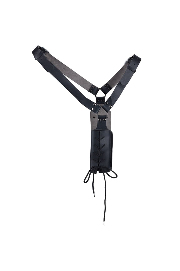 PU Leather Sheaths with Iron Findings Waist Belt Holder Retro Medieval Costume Accessories Black 1080mm