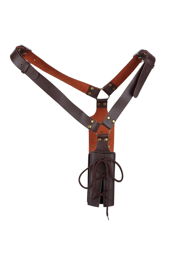 PU Leather Sheaths with Iron Findings Waist Belt Holder Retro Medieval Costume Accessories Coconut Brown 1080mm