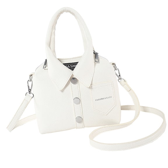 PU Leather Shirt Shape Adjustable Crossbody Purse for Women Solid Color Shoulder Bag Handbag with Top Handle and Zippers
