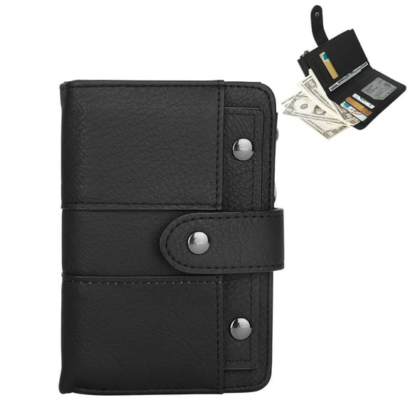 PU Leather Short Wallet for Women, Bifold Wallet, Ladies Purses Small Wallet, Card Holder Zipper Coin Pocket, Zip-Around Security Wallet Travel Case, Red