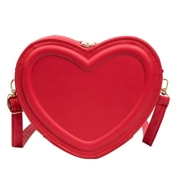 PU Leather Shoulder Bag for Women Small Heart Shape Crossbody Bag Change Purse
