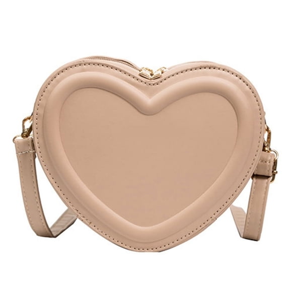 PU Leather Shoulder Bag for Women Small Heart Shape Crossbody Bag Change Purse
