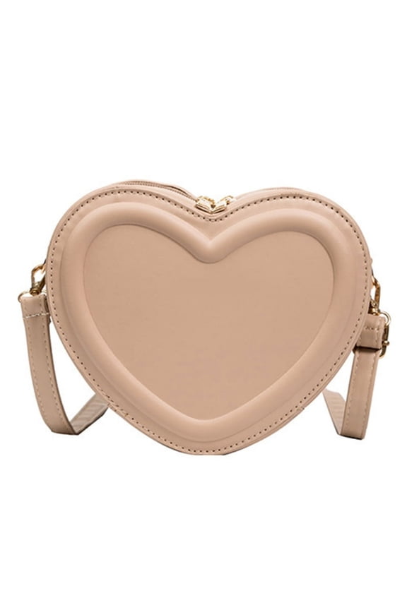 PU Leather Shoulder Bag for Women Small Heart Shape Crossbody Bag Change Purse