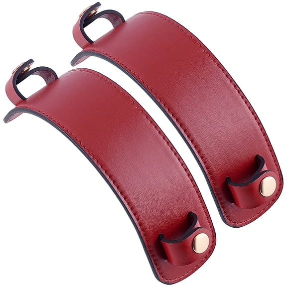 PU Leather Shoulder Strap Pads Bag Handle Wrap Protector Cover with Alloy Snap Button FireBrick 27.7x5x0.4cm