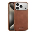 thumbnail image 1 of PU Leather Slim Phone Case Compatible with iPhone 13 | Compatible with MagSafe & Wireless Charging | Slim Fit & Soft Vintage Premium Cover with Metal Buttons & Camera Bezel Bump, Brown, 1 of 5