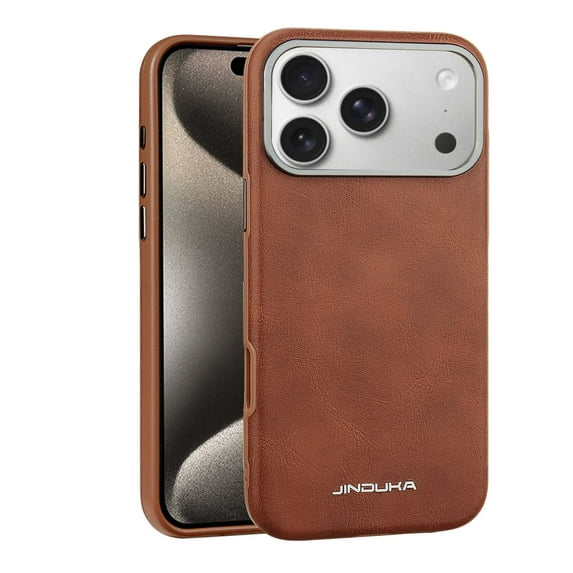 PU Leather Slim Phone Case Compatible with iPhone 13 | Compatible with MagSafe & Wireless Charging | Slim Fit & Soft Vintage Premium Cover with Metal Buttons & Camera Bezel Bump, Brown