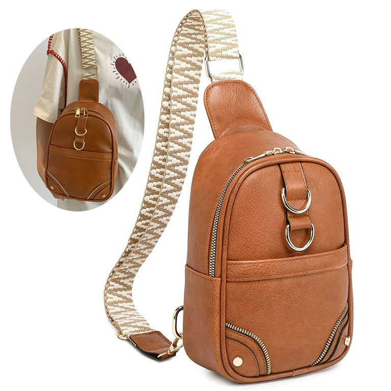 Women's Chest Bag Luxury PU Leather Waist Bag Shoulder Crossbody