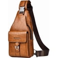 thumbnail image 1 of PU Leather Sling Bag for Men - Waterproof, Lightweight, Crossbody Chest Bag for Hiking & Cycling, 1 of 7