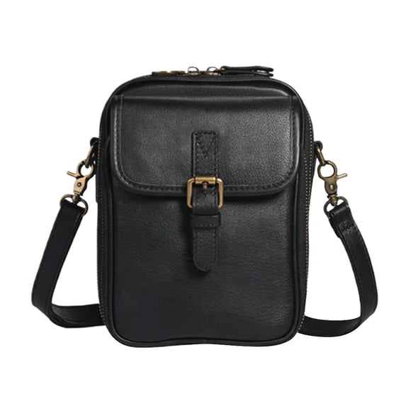 PU Leather Small Crossbody Cell Phone Bag with Adjustable Removable Strap Zipper Shoulder Handbag Purse Cellphone Bag Wallet Purse for Women Men (Black)