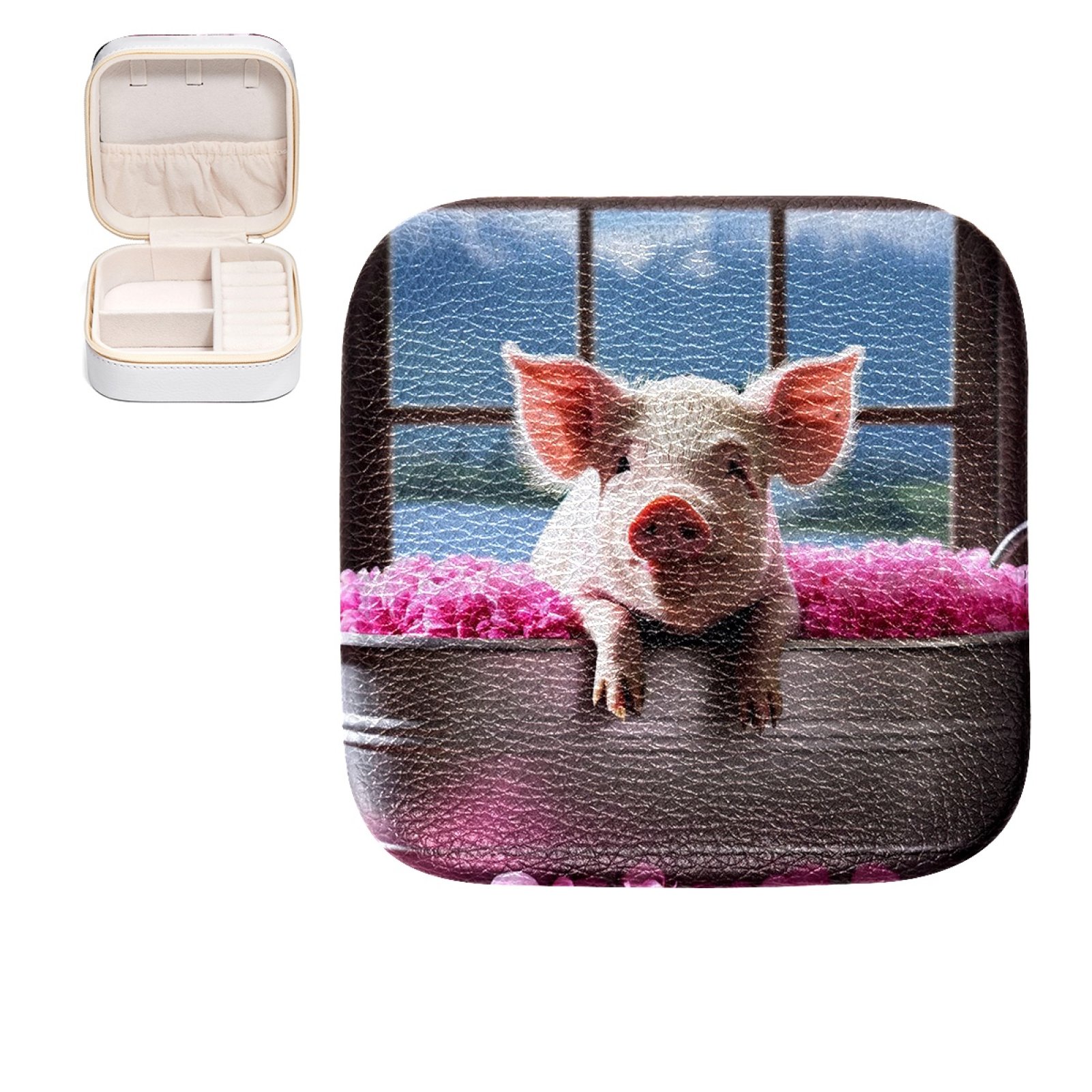 PU Leather Small Jewelry Box, Travel Portable Jewelry Case for Ring