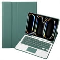 thumbnail image 1 of PU Leather Smart Stand Case with Pencil Holder Bluetooth Touchpad Keyboard for iPad 6th 5th Generation 9.7 inch Dark Green, 1 of 5