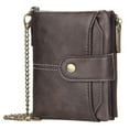thumbnail image 1 of PU Leather Soft Bifold Wallets for Men Purse Keychain Zip Wallet with Chain - coffee, 1 of 5