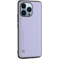 thumbnail image 1 of PU Leather Solid Color Ultra Thin Personality Phone Case for iPhone 13 Pro Max 12 11 X XS XR 8 7, Shockproof Phone Back Cover(Light Purple,13 Mini), 1 of 8