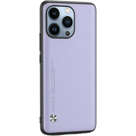 PU Leather Solid Color Ultra Thin Personality Phone Case for iPhone 13 Pro Max 12 11 X XS XR 8 7, Shockproof Phone Back Cover(Light Purple,13 Mini)