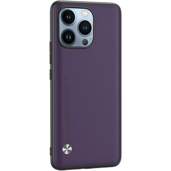 PU Leather Solid Color Ultra Thin Personality Phone Case for iPhone 13 Pro Max 12 11 X XS XR 8 7, Shockproof Phone Back Cover(Purple,12)