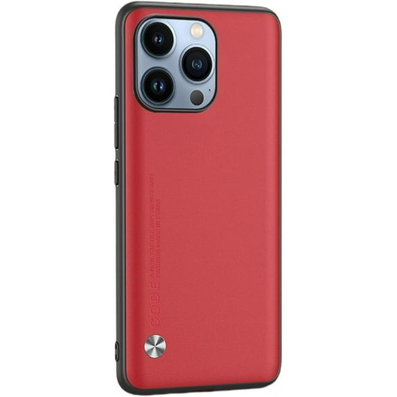 PU Leather Solid Color Ultra Thin Personality Phone Case for iPhone 13 Pro Max 12 11 X XS XR 8 7, Shockproof Phone Back Cover(Red,12)