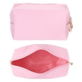 thumbnail image 1 of PU Leather Square Makeup Bag, Waterproof Cosmetic Organizer Bag Zipper Pouch Travel Toiletry Bag for Women for Makeup Brush Holder (Pink, Small), 1 of 8