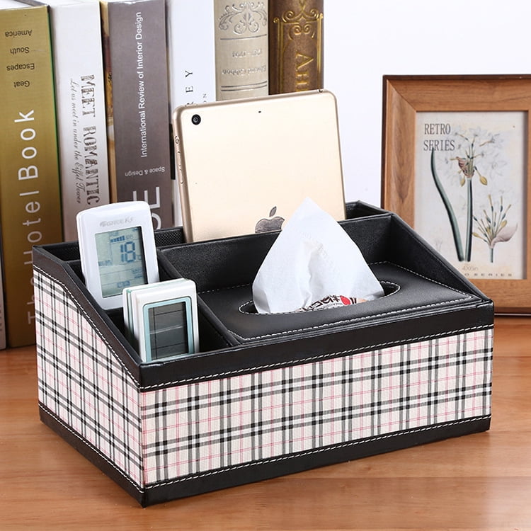 PU Leather Square Tissue Box Cover MultiFunctional Tissue Box Holder