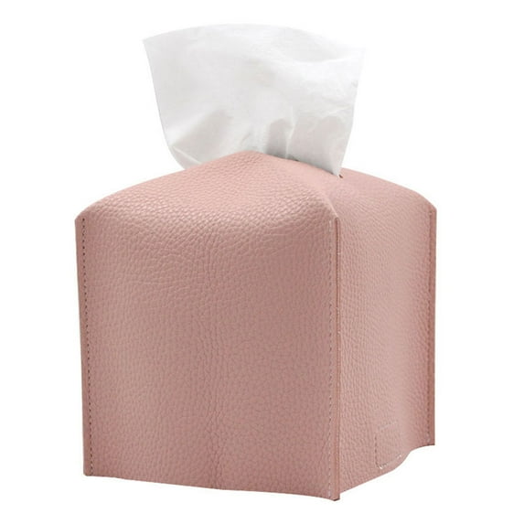 PU Leather Square Tissue box Fashion simple tissue box - pink
