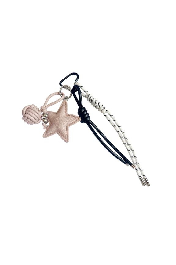 PU Leather Star Pendant Keyring with Braided Rope Stylish Handbag Decoration Handmade Keyring Accessories Jewelry Gift