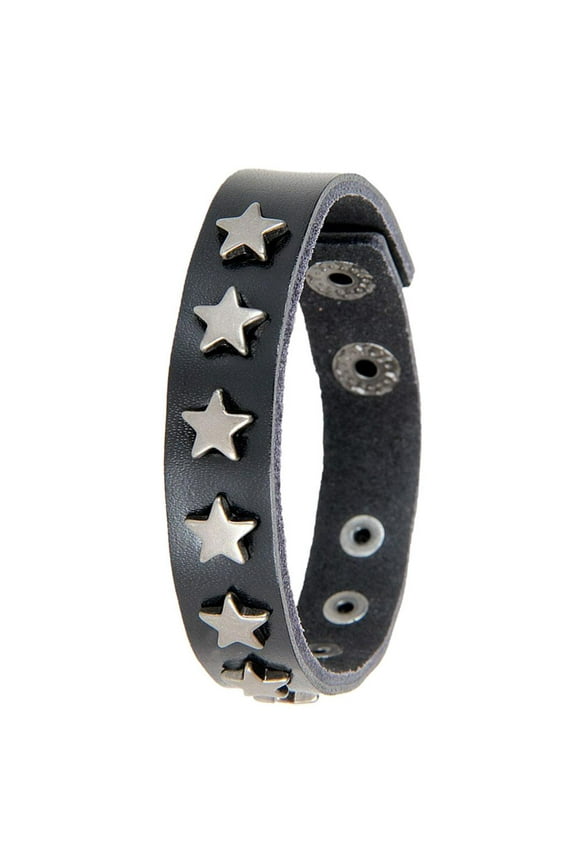 PU Leather Star Wristband Cuff Bracelet Bangle Charm Women Jewellery Black