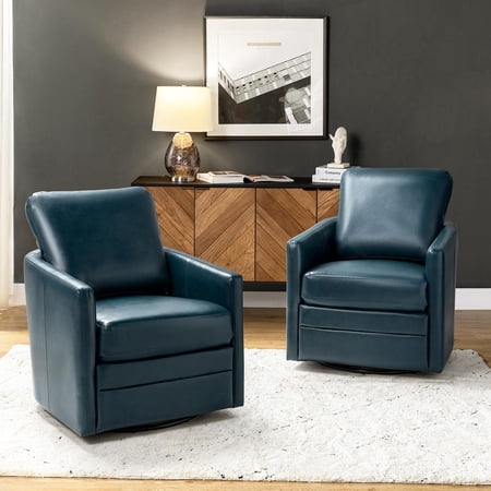 PU Leather Swivel Accent Chair Single Sofa Chair Set of 2 for Home Living Room Turquoise