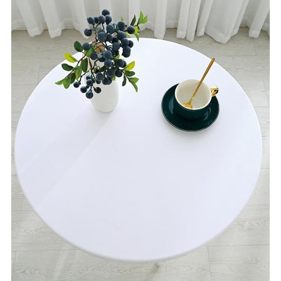 PU Leather Tablecloth Round Table Protector,with Elastic Edged Waterproof Wipe Clean Stain Resistant Tablecloth for Indoor Kitchen Dinning Outdoor Patio BBQ
