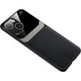 thumbnail image 1 of PU Leather + Tempered Glass Phone Case for iPhone 13 Pro Max 12 11 X XS XR 8 7 SE, Lens Protection Slim Business Phone Back Cover(12 Pro,Black), 1 of 7
