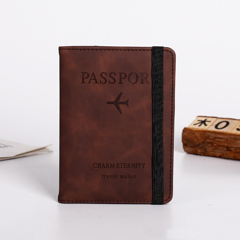 PU Leather Tie Passport Case RFID Passport Holder Protective Cover Traveling Abroad Wallet Card