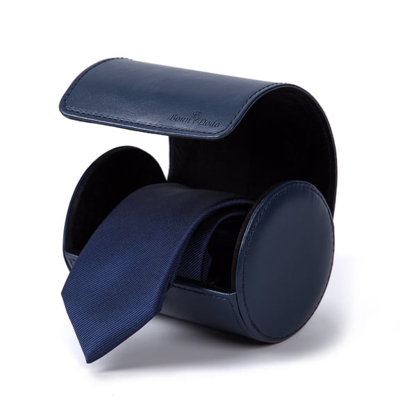 PU Leather Tie Roll Travel Case, 3-Color Rotating Tie Organizer, Portable Caddy for Ties, Belts & Accessories, Black/Brown/Navy
