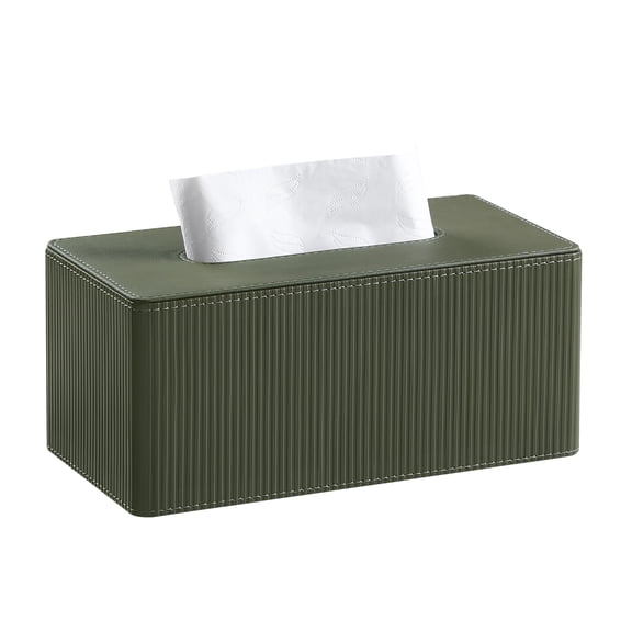 PU Leather Tissue Box Cover Rectangle with Magnetic Closure, Modern Tissue Box Holder for Bathroom NightStands Livingroom, Decorative Tissue Holder for 120(3-Ply)/160(2-Ply) Tissue Box (Green)