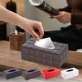 thumbnail image 1 of PU Leather Tissue Box Cover | Rectangular Napkin Holder with Magnetic Bottom | Decorative Facial Tissue Paper Case | Waterproof Easy Clean | Home Bathroom Office Car Décor | 24x12x8.5cm | Black, 1 of 6