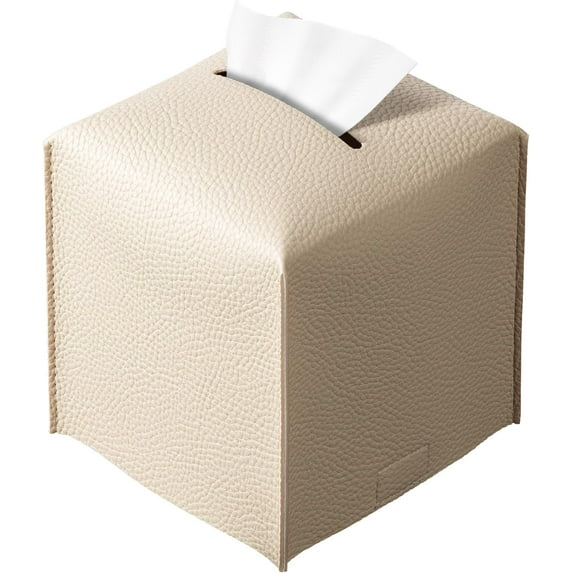 PU Leather Tissue Box Cover Square – Modern PU Leather Cube Tissue Box Holder Decorative for Bathroom Vanity Countertop/Night Stands/Office Desk