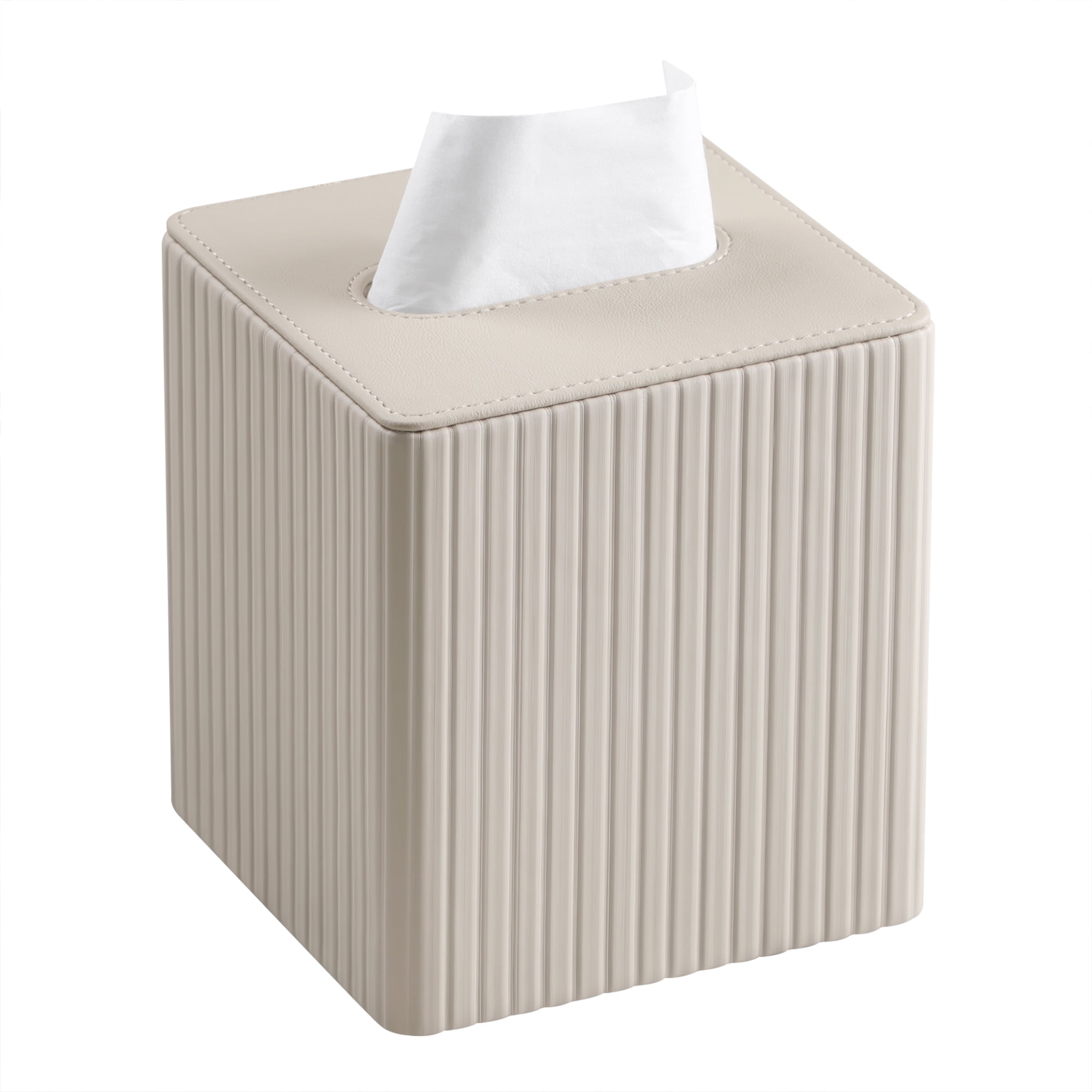PU Leather Tissue Box Cover Square Tissue Box Holder with Magnetic Closure