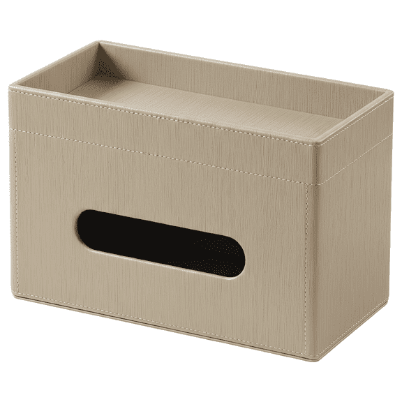 PU Leather Tissue Holder with Storage Tray, Rectangular Tissue Box Cover, Bathroom Vanity Organizer, Decorative Dispenser for Facial Tissues, Wood Grain Pattern, 10.2 x 6.9 x 5.7 in