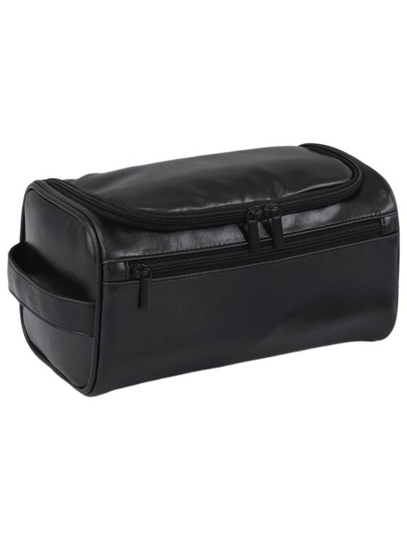PU Leather Toiletry Bag for Men, Large Capacity Dopp Kit, Water-Resistant Travel Organizer with Multiple Compartments, Portable Shaving Kit Bag for Travel, Business Trip
